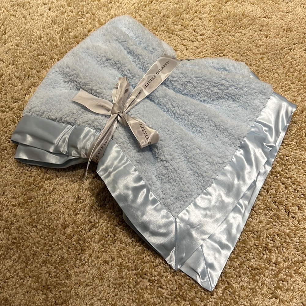 Little Giraffe Baby blue baby blanket